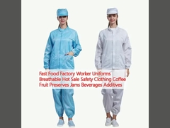 Uniformen van werknemers van fastfoodfabrieken ademend warm verkocht veiligheidsbekleding Koffie Fruit conserveert jams Dranken Additieven
