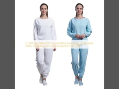 H-1111 Herbruikbare ESD Coverall Blauw Autoclave Ondergoed Statisch Dissipatief voor Halfgeleider Klasse 100